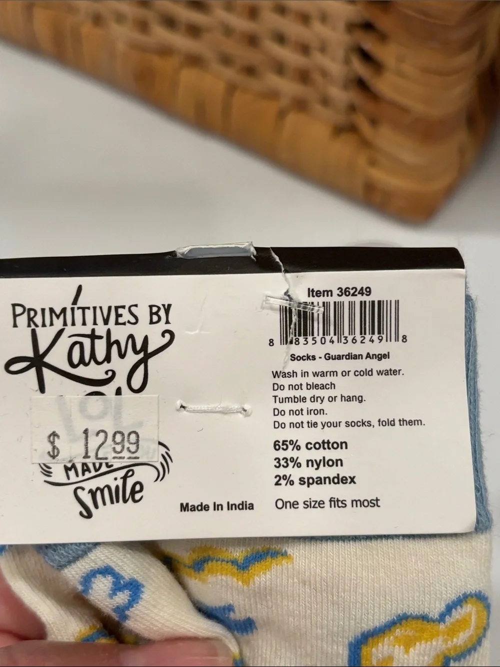 Primitives by Katy  'I Think My Guardian Angel Drinks' Crew Socks NWT